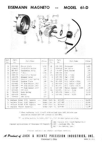 Eisemann Flwwheel FW Series Magneto Instructions Parts