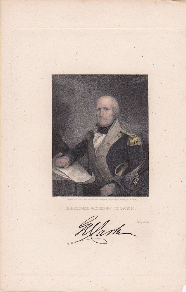 George Rogers Clark Revolutionary War Gen Hand Colored