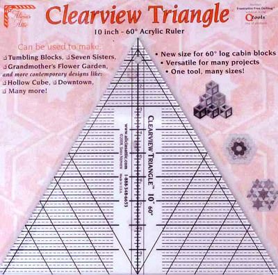 Clearview Triangle Quilt Ruler 10 inch 60 Degree New