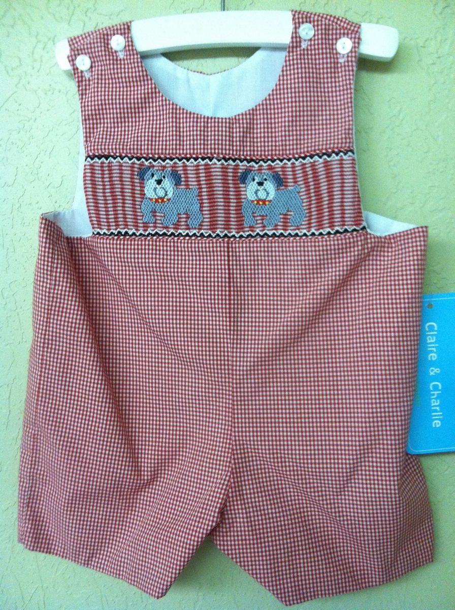 Claire Charlie 12M Smocked Bulldog Shortall NWT Starts 75 off retail