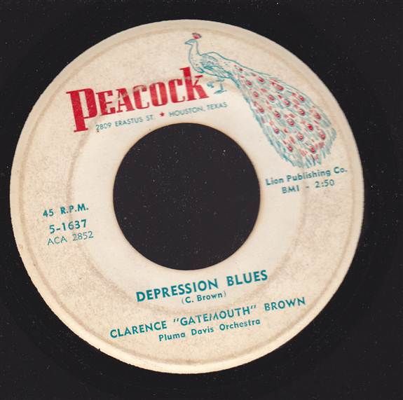 CLARENCE GATEMOUTH BROWN ~~Depresion Blues~~PEACOCK 1637 45~~~