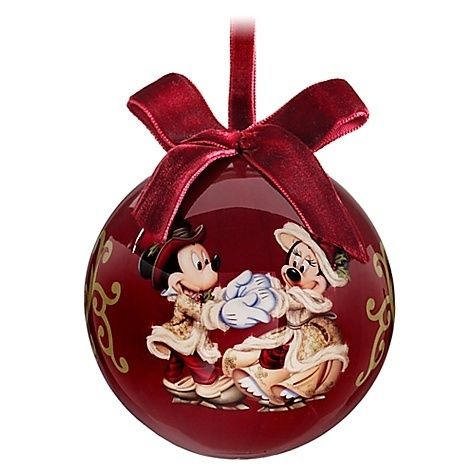  Victorian Mickey and Minnie Decoupage Bulb Christmas Ornament