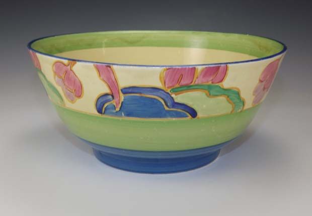 Clarice Cliff Newport Pottery Blue Chintz Bowl Art Deco