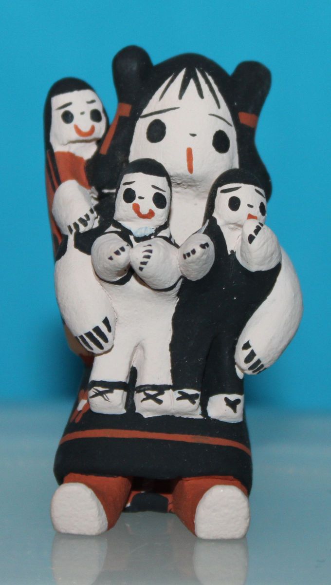 COCHITI PUEBLO POTTERY MINI STORYTELLER DOROTHY HERRERA 3 BABIES