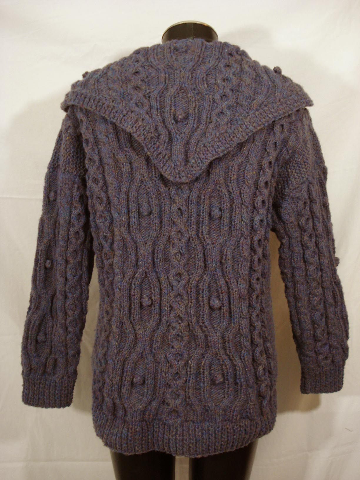 Cleo IRL Ltd Kenmare Co L Irish Ireland Aran Periwinkle Wool Cardigan