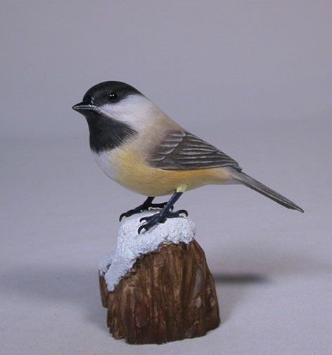 Black Capped Chickadee Bird Wood Carving Birdhug