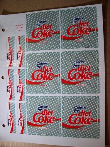 Caffeine Free Diet Coke Soda Machine Fountain Labels 6 Large 6 Small