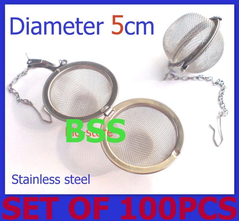 100 Stainless Steel Tea Pot Infuser Strainer Ball 5CM2