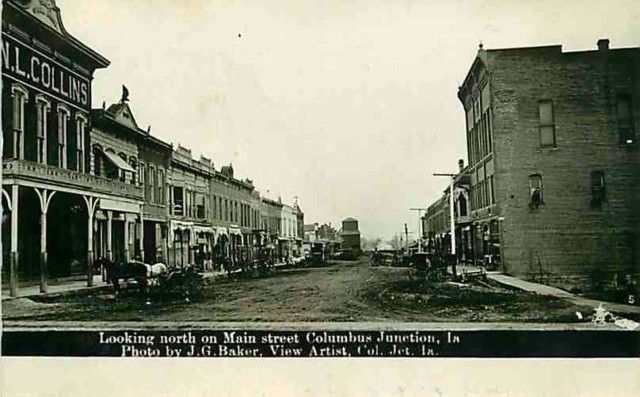 Real Photo Postcard Street Scene Columbus Junction Iowa IA