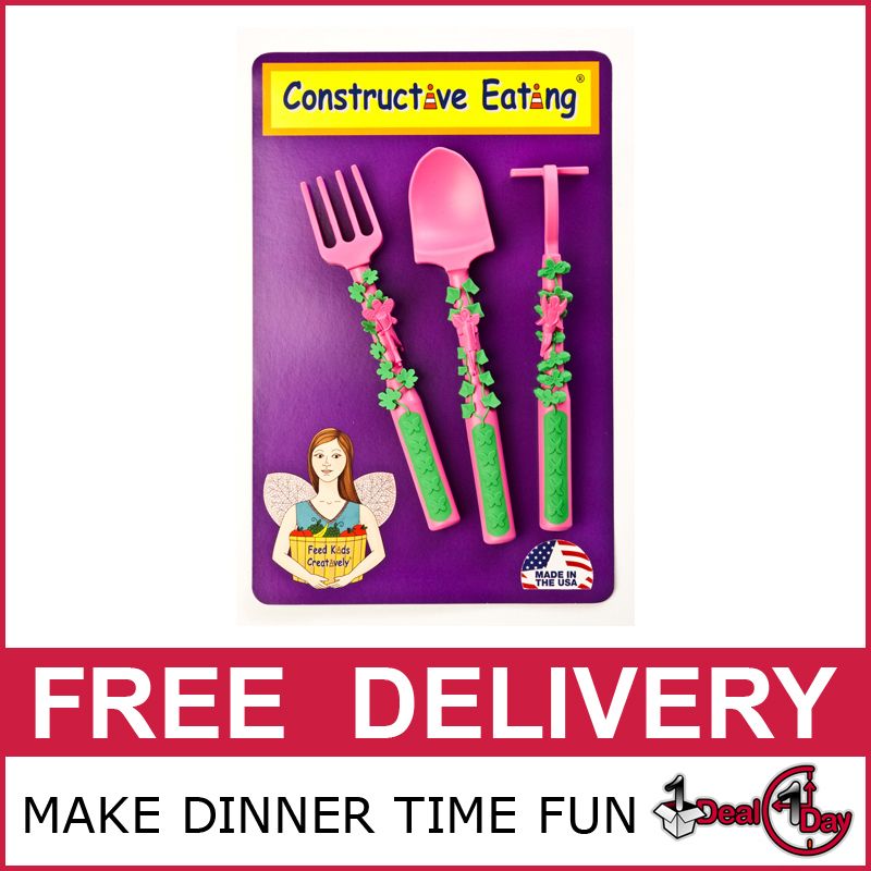 Constructive Eating Fairy Garden Utensil Set for Girls Pink