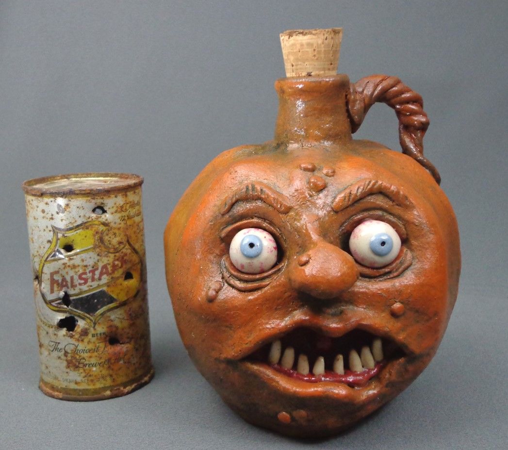 Face Jug Punkin Jug O Lantern Folk Pottery Wildmud Original Whimsical