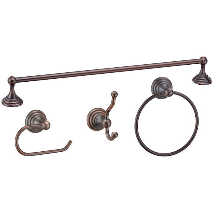  Avenue Oil Rubbed Bronze 4 PC Bathroom Hardware Accessory Set