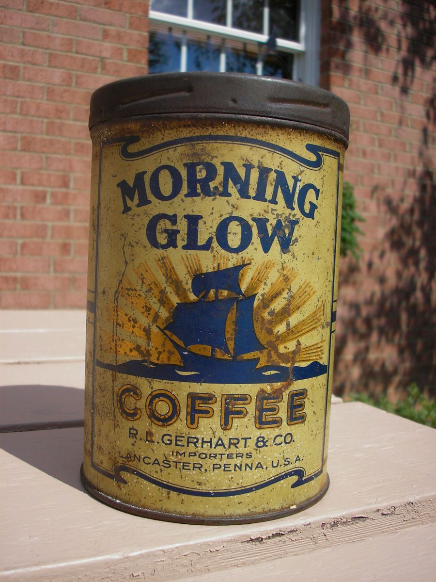 Vintage Morning Glow Coffee tin can   Gerhart & Company