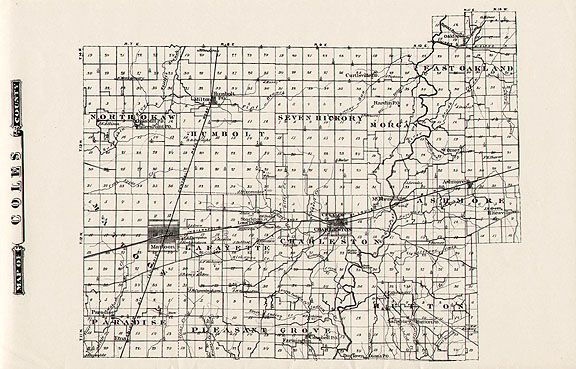 Coles County Illinois 1876 Map Mattoon