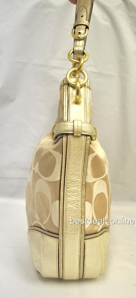 Coach 16408 Colette Sig Gold Sateen Hobo Tote Handbag