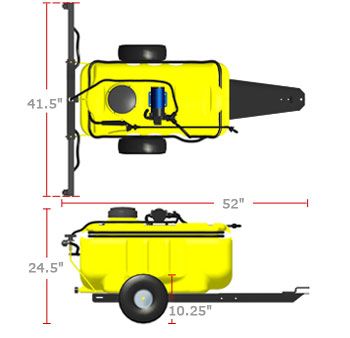 Brinly Tow Behind Sprayer Zero Turn Lawn Mower Attachment