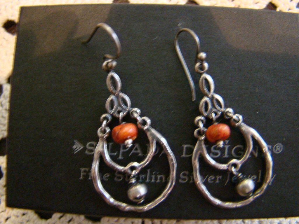 Silpada Sponge Coral Sterling Silver Chandelier Earrings W1560 Retired