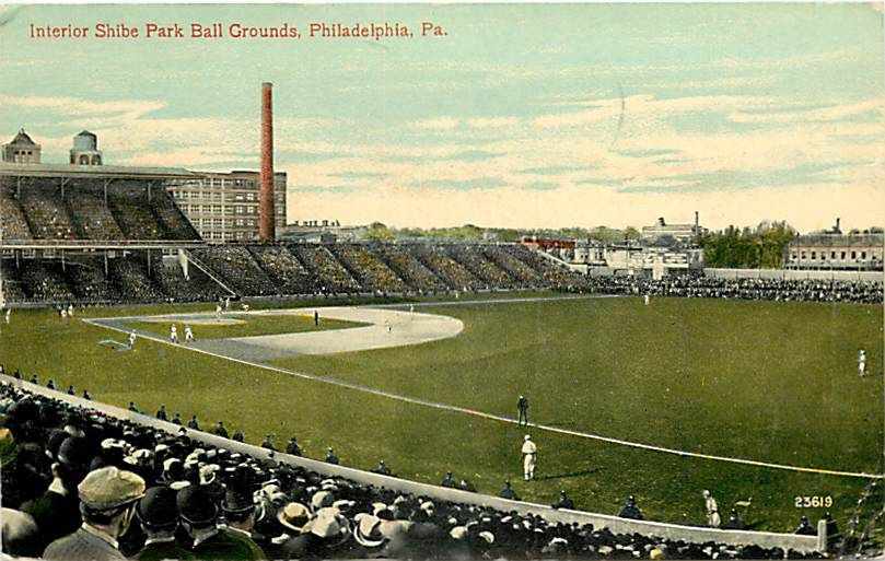 PA Philadelphia Shibe Park Ball Grounds Baseball Field mailed 1913