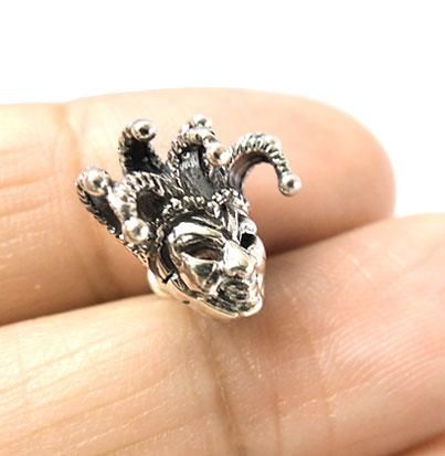 New Jester Mask Sterling 925 Silver Mens Stud Earring