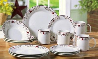 Country Star Twig Berries Ceramic Dinnerware 16 PC