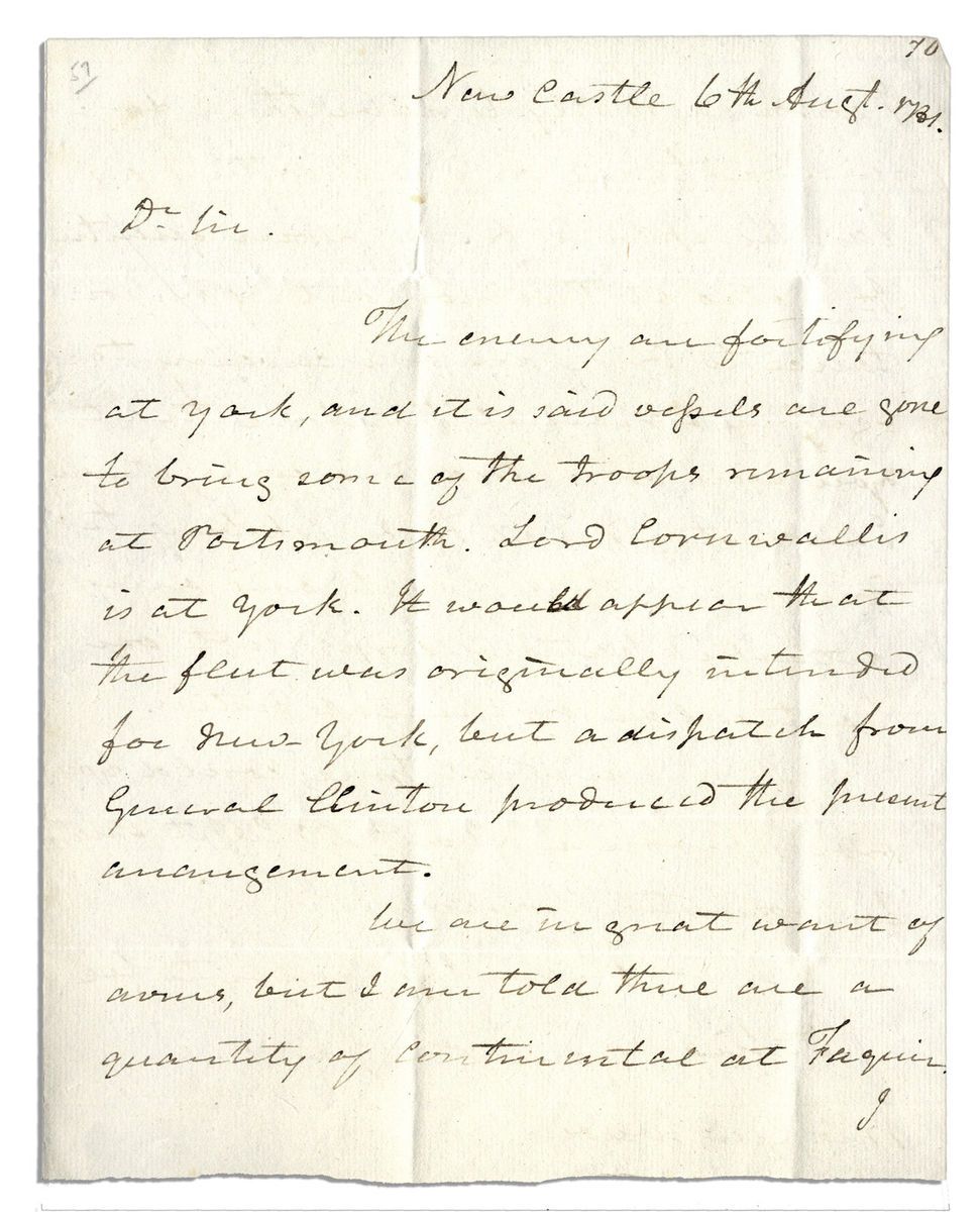  Revolutionary War Letter Signed Re Cornwallis Final Stand (Yorktown