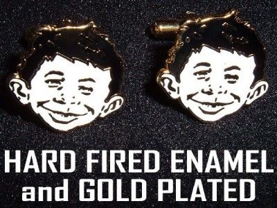 Alfred E Neuman Hardfired Enamel Cufflinks Mad Magazine Reader Survey