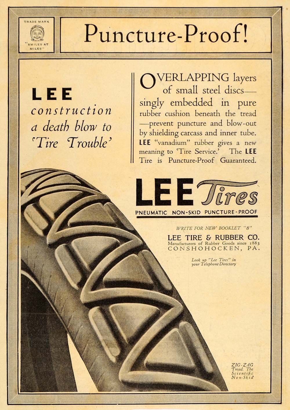  Vintage Ad Lee Tire Auto Rubber Conshohocken PA   ORIGINAL ADVERTISING