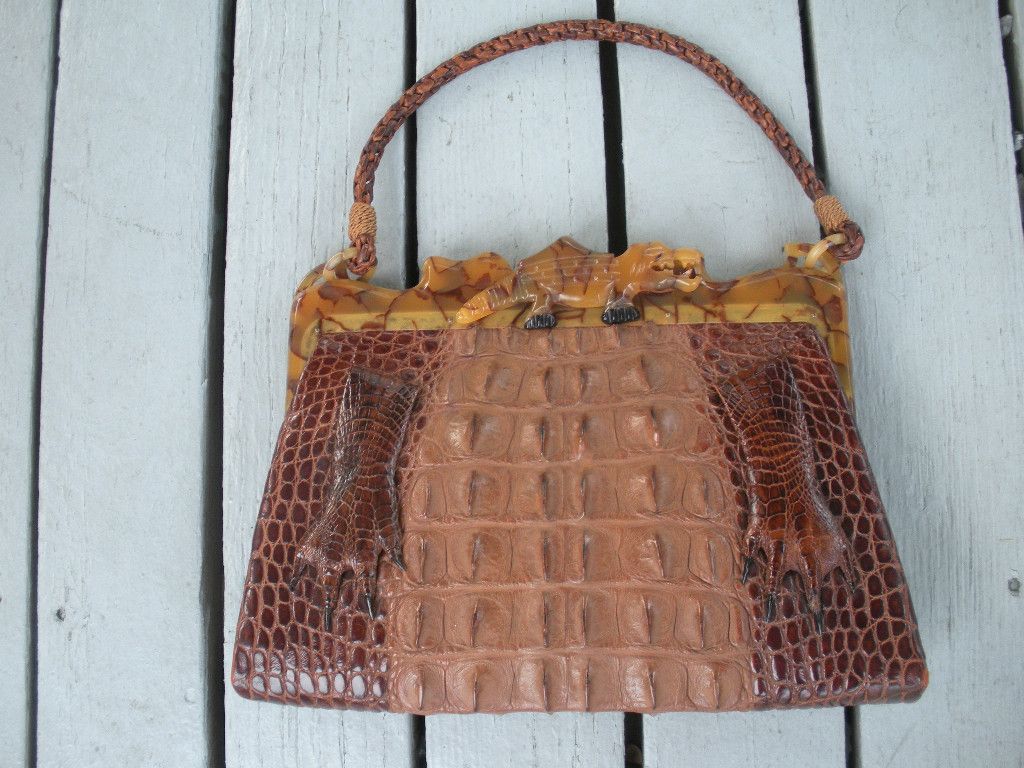 Genuine Alligator Purse Handbag VG Condition International Sale