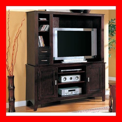 Modern Style Wood Espresso Brown TV Media Center Unit Living Room