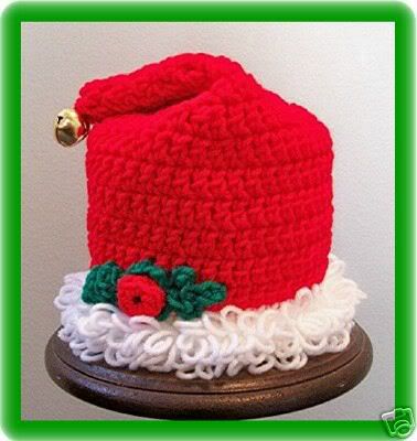 Santas Hat Crochet Toilet Tissue Cover New Christmas