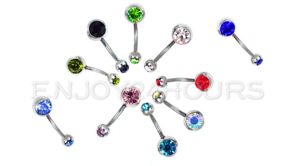 10x gorgeous crystal belly ring navel bar body jewelry