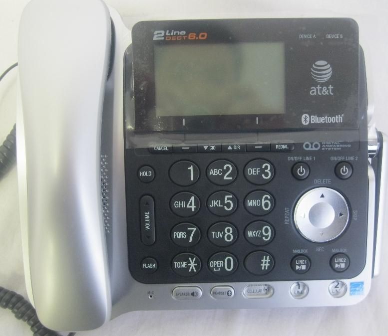 At T TL86109 DECT 6 0 Corded Cordless Phone Silver Black 1 Base and 1