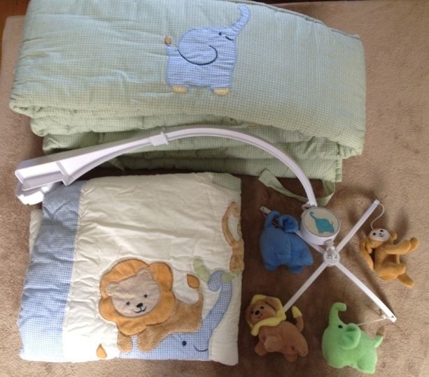Crown Crafts Jungle Theme Infant Baby Bedding Set   Mobile, Comforter