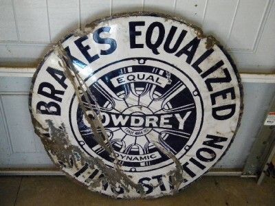 Old Cowdrey Brake Reconditioning Graphic Axle Porcelain Gas Motor Oil