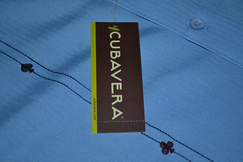 Cubavera Double or Nothing Blue Embroidered Poker Gambling Shirt Mens