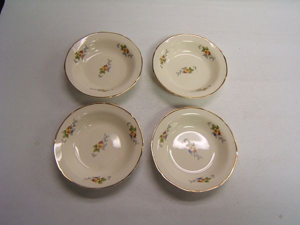 Crooksville China Co Vintage 4 Berry Bowls Ivory Floral