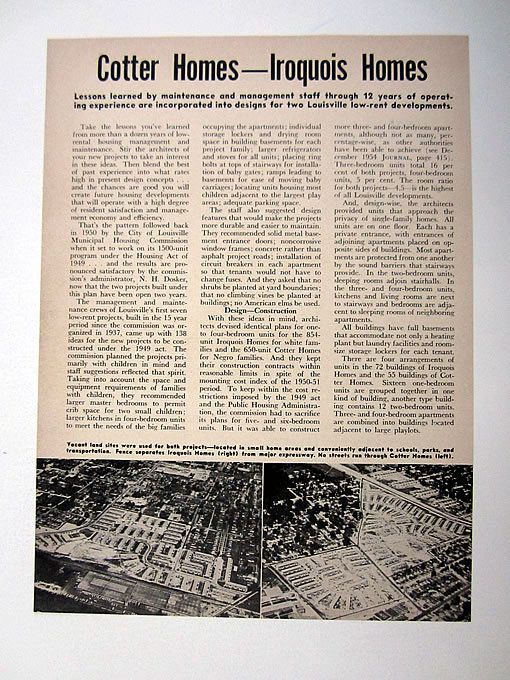 Cotter Iroquois Homes Louisville KY Public Housing Projects 1955 Print