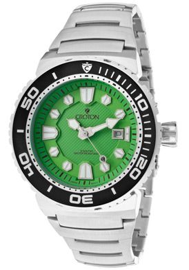 Croton Watch CA301209SSGR Mens Aquamatic Green Textured Dial