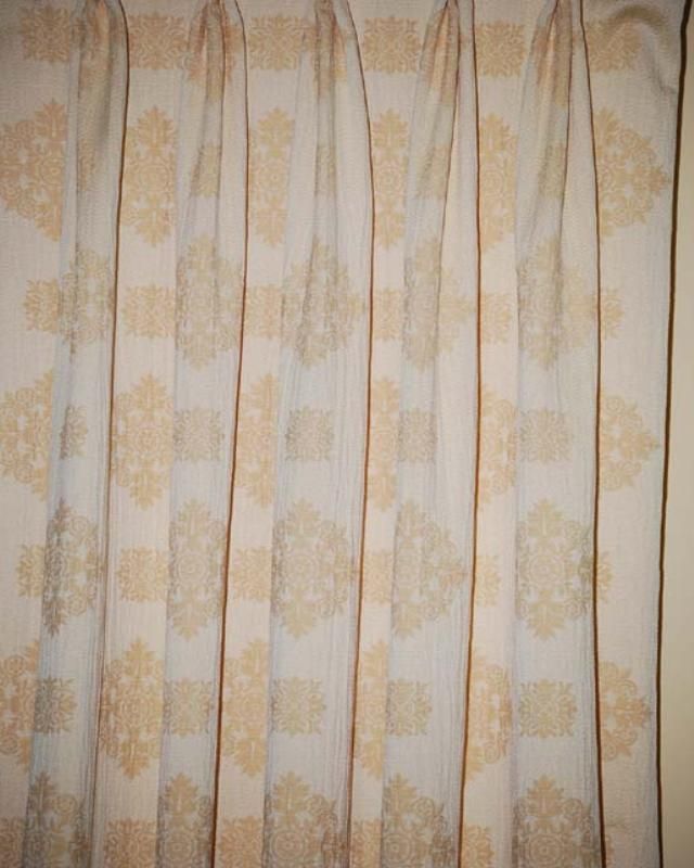  Lined Pinch Pleat Custom Made Gold Tone Medallion Drapes 1 Pair