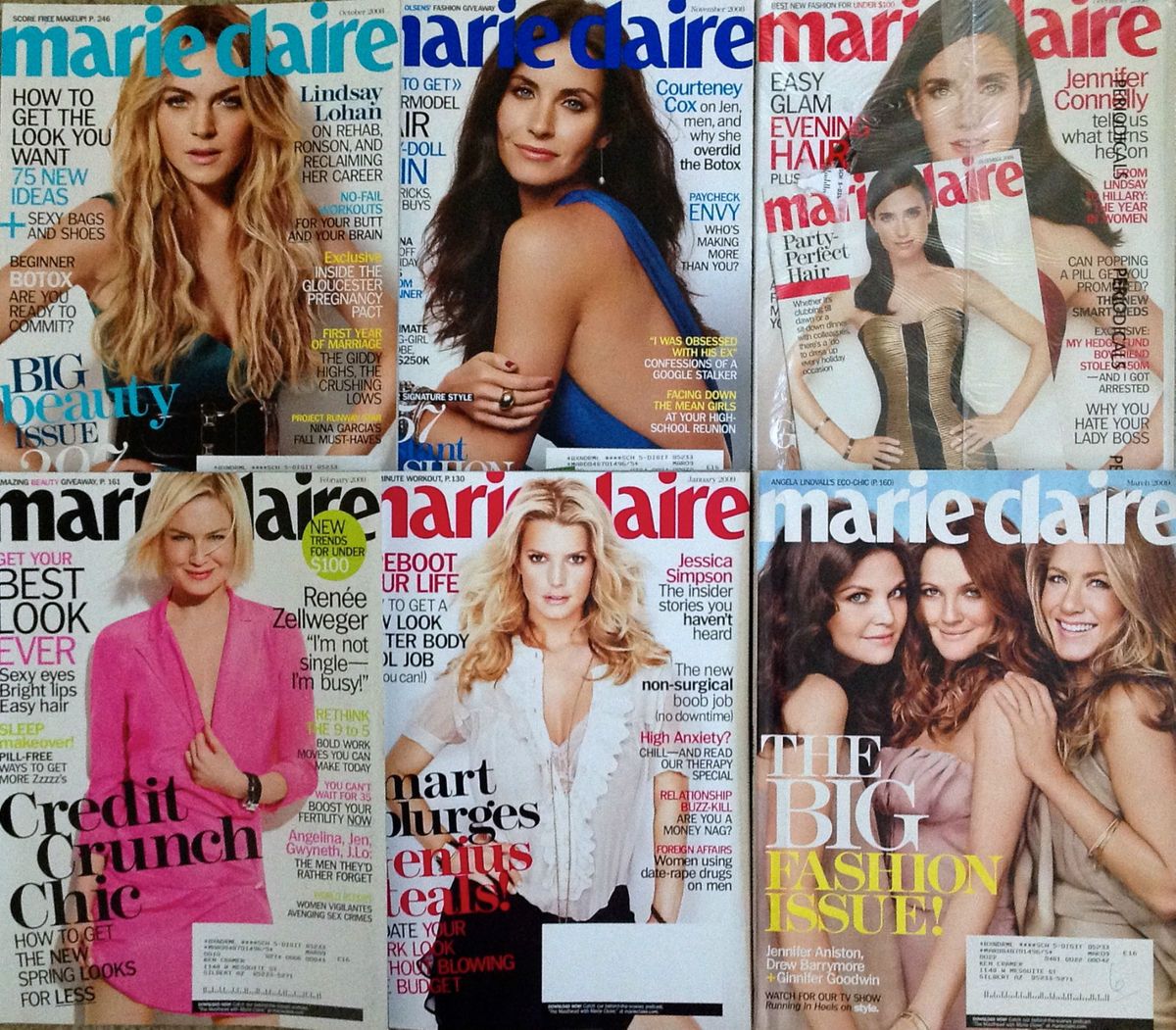   Claire magazines 2009 Lindsay Lohan Ginnifer Goodwin Courteney Cox