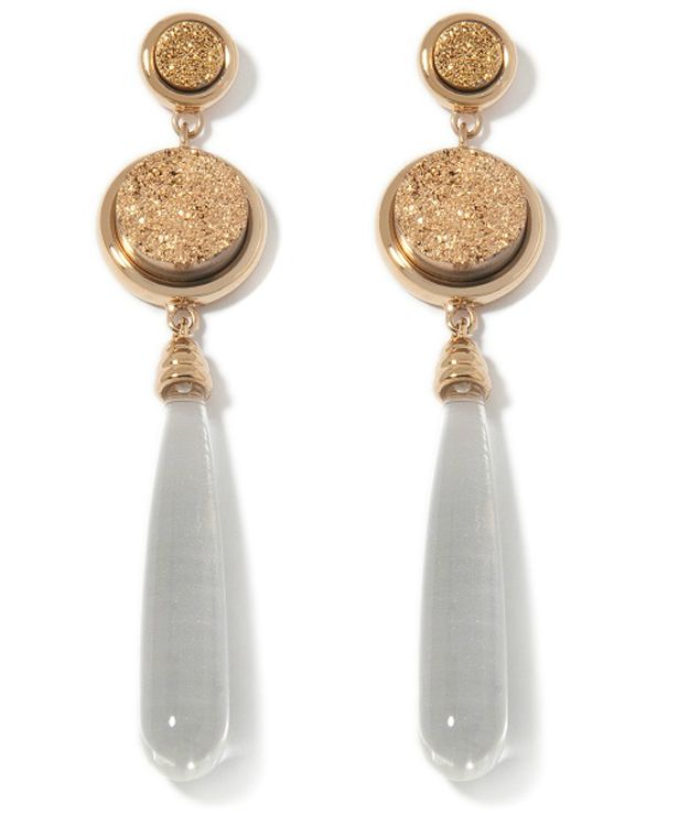 Christinedarren Triangular Golden Drusy Drop Earrings $149