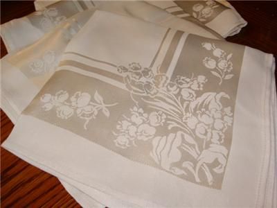 Eight Satin Damask Buffet Size Dinner Napkins Beautiful