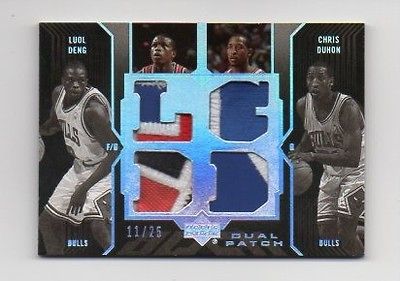 2006 07 UD BLACK QUAD PATCH DUAL LUOL DENG CHRIS DUHON /25 BULLS