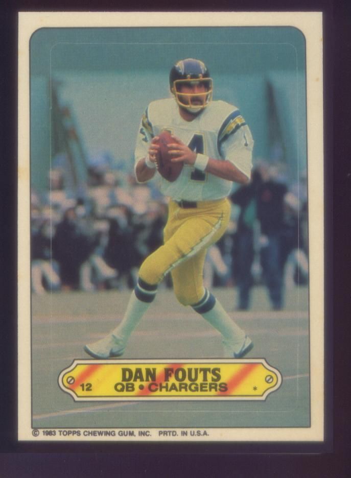 1983 Topps Dan Fouts Sticker NM Mint Card 12