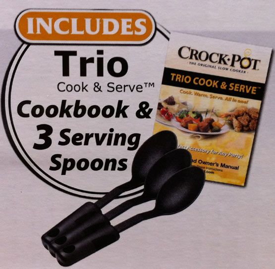  CROCKPOT 3 TRIO SLOW COOKER BUFFET WARMER CROCK POT STONEWARE SERVERS