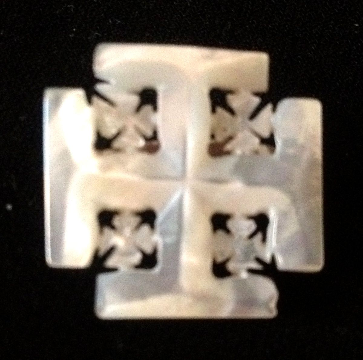  Bethlehem Carved Mother of Pearl Jerusalem Cross Pin Brooch