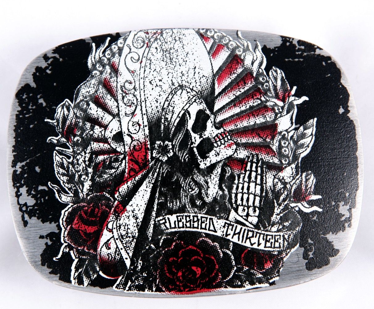 this rocker belt buckle is a joint venture between dunlop and