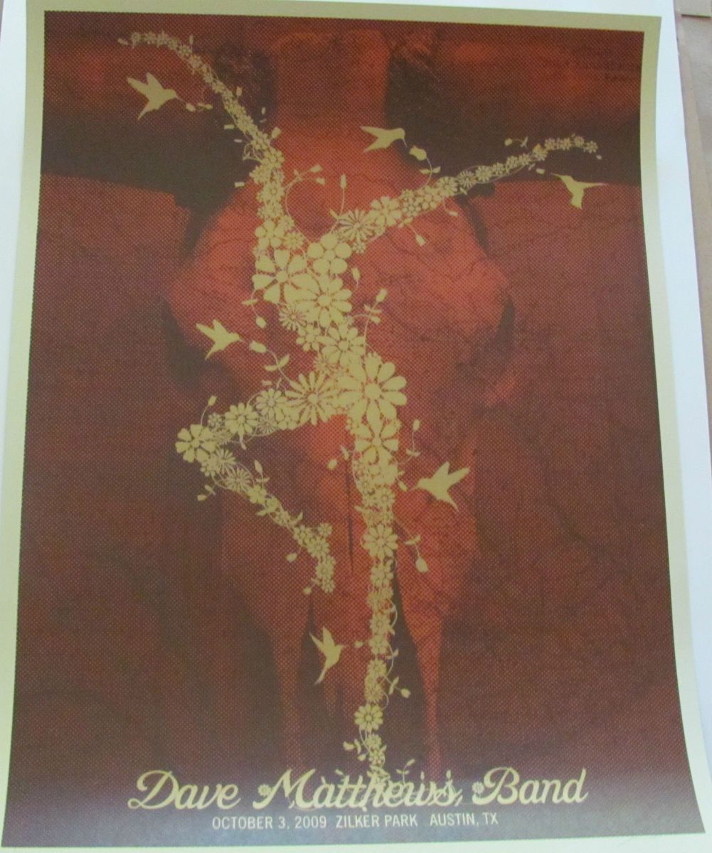 2009 DAVE MATTHEWS BAND *GOLD* ACL FLOWER FIRE DANCER AUSTIN TX POSTER