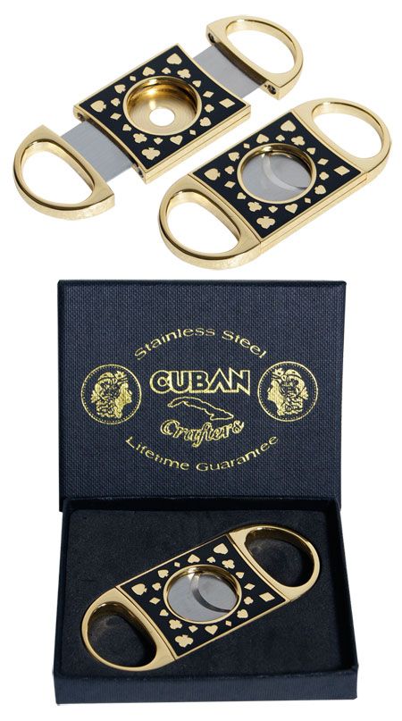 Cuban Crafters Perfect Cigar Cutter Poker Gold Lifetime Guaranteed New