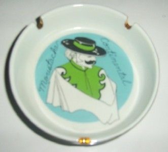 Continental Moustache Spanish Styled Porcelain Ashtray